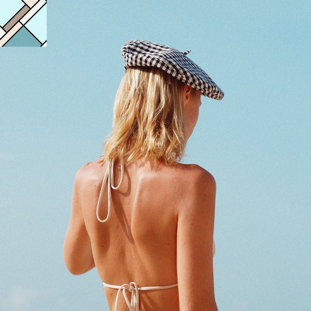 SIMONE Gingham Beret Hat, in Black by BrunnaCo BRUNNA CO