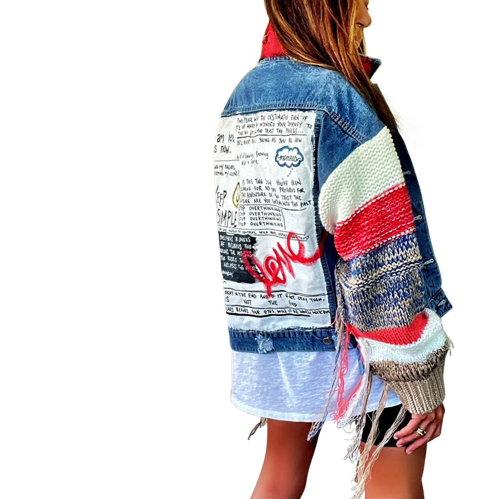 'SIMPLE THOUGHTS' DENIM JACKET by Wren + Glory Wren + Glory