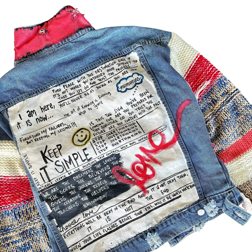 'SIMPLE THOUGHTS' DENIM JACKET by Wren + Glory Wren + Glory