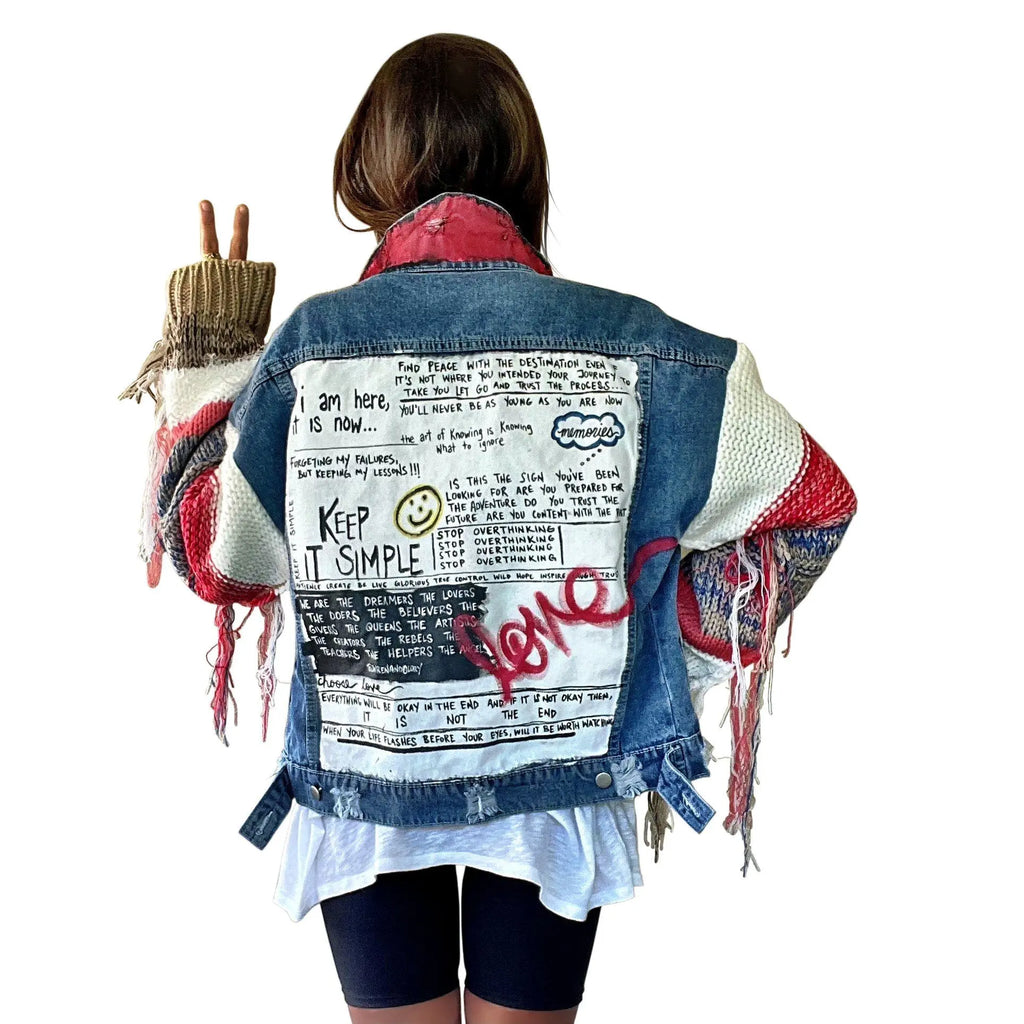 'SIMPLE THOUGHTS' DENIM JACKET by Wren + Glory Wren + Glory