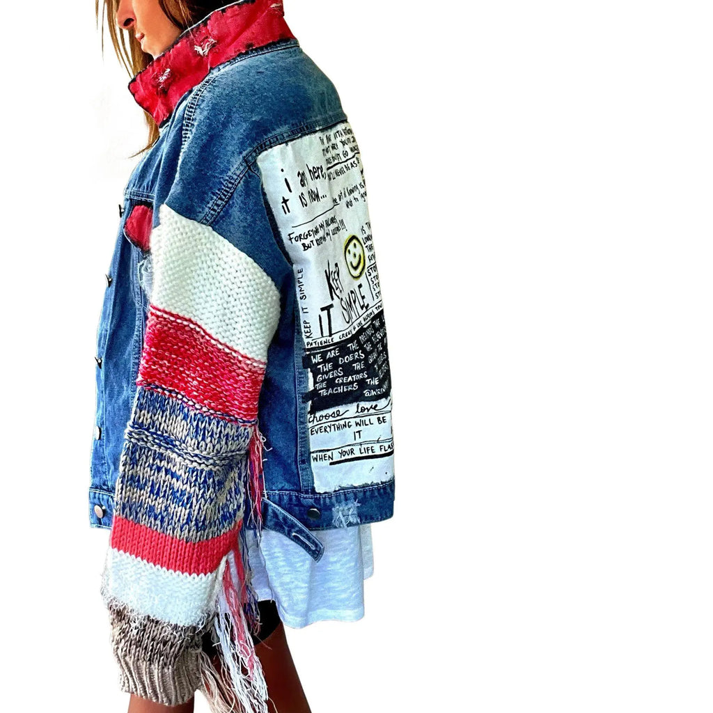 'SIMPLE THOUGHTS' DENIM JACKET by Wren + Glory Wren + Glory