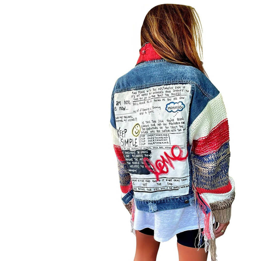 'SIMPLE THOUGHTS' DENIM JACKET by Wren + Glory Wren + Glory