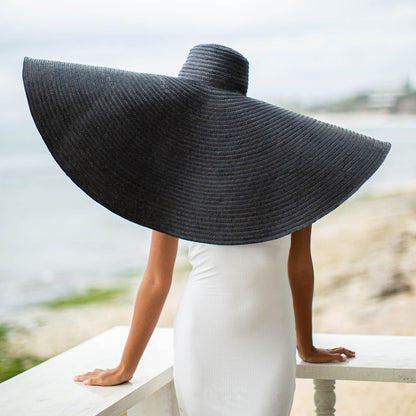 The Solana Oversized Straw Hat in Black