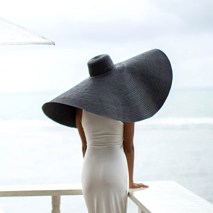 The Solana Oversized Straw Hat in Black