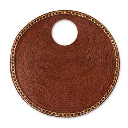 The Solo Espresso Mini Jute Bag With Gold Chain
