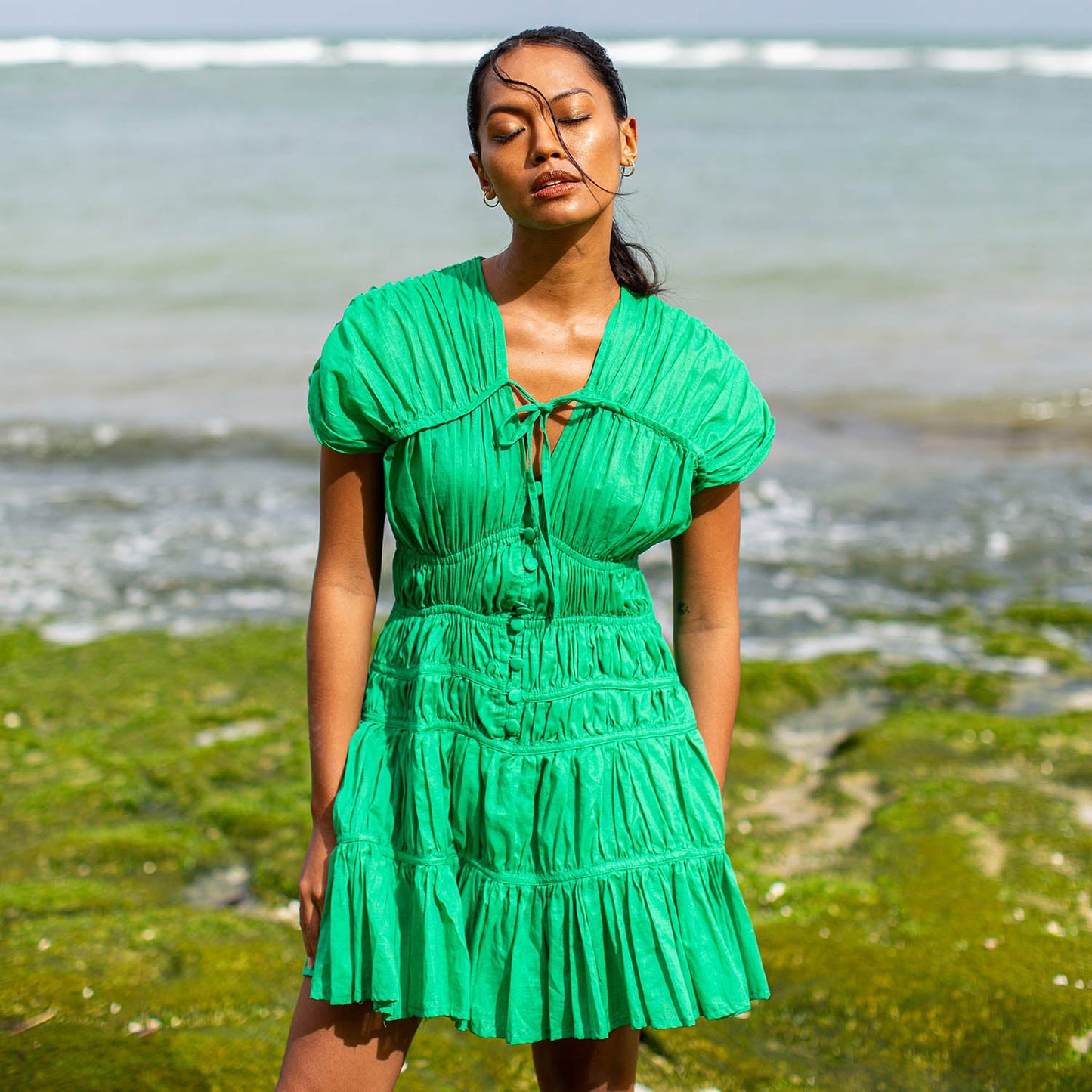 The Srikandi Dress in Kelly Green