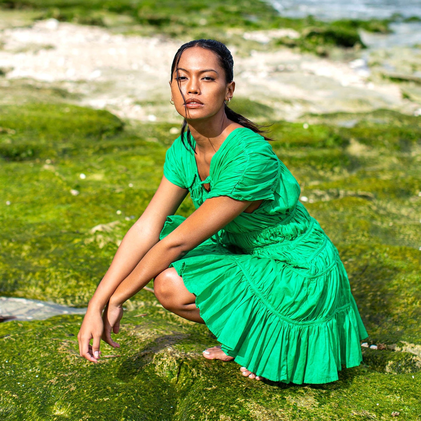 The Srikandi Dress in Kelly Green