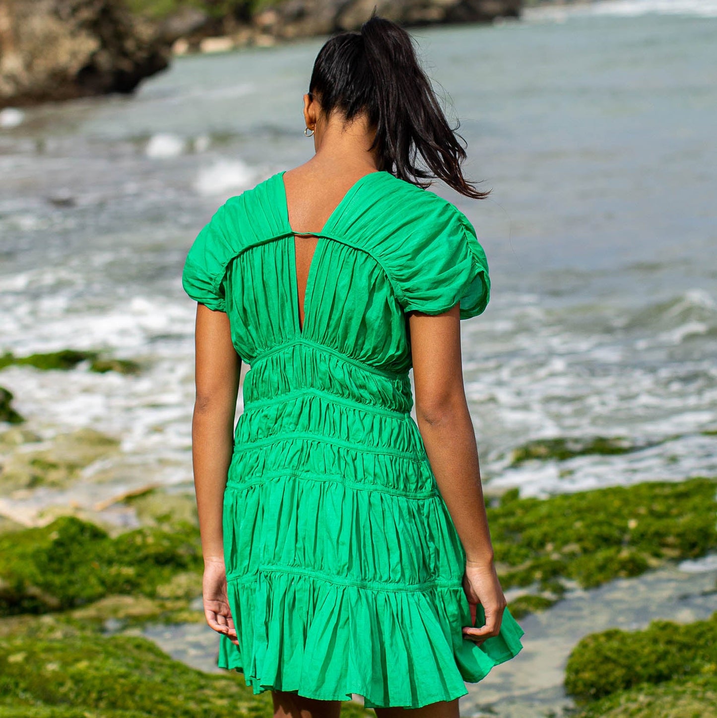 The Srikandi Dress in Kelly Green