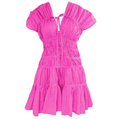 The Srikandi Ruffle Dress in Guava Pink