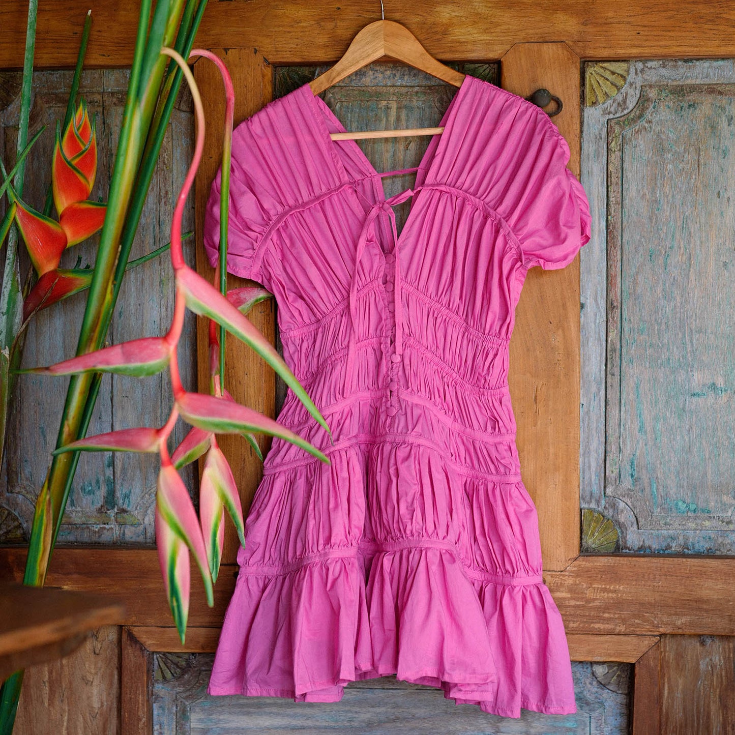 The Srikandi Ruffle Dress in Guava Pink