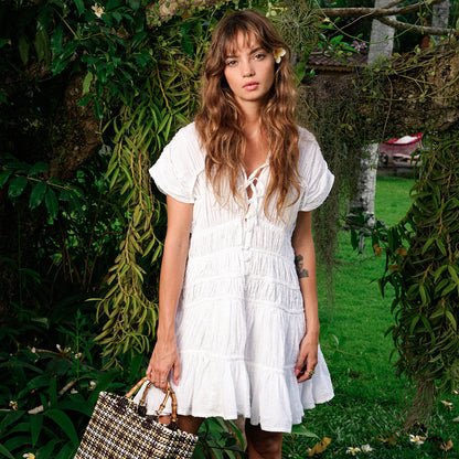 The Srikandi Mini Ruffle Dress in White