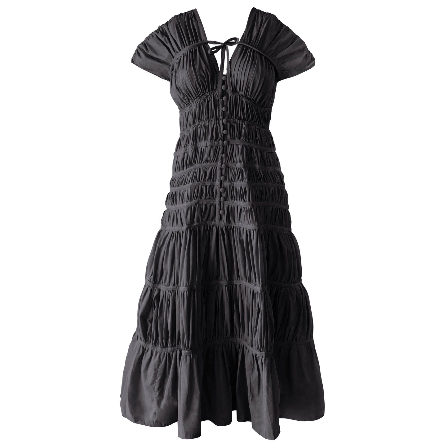 The Srikandi Ruffle Maxi Dress in Black