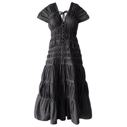 The Srikandi Ruffle Maxi Dress in Black