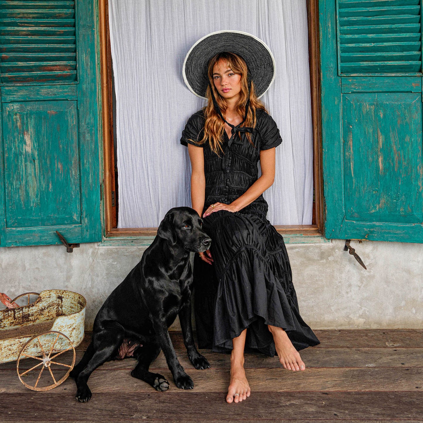 The Srikandi Ruffle Maxi Dress in Black
