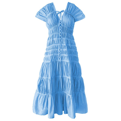The Srikandi Ruffle Maxi Dress in Princess Blue