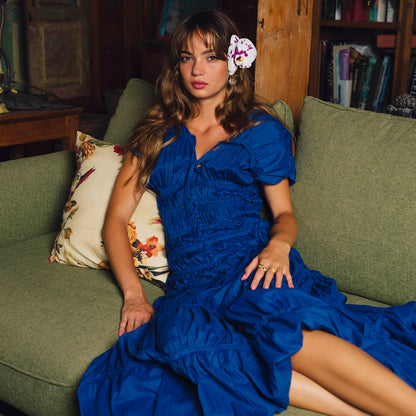 The Srikandi Ruffle Maxi Dress in Royal Blue