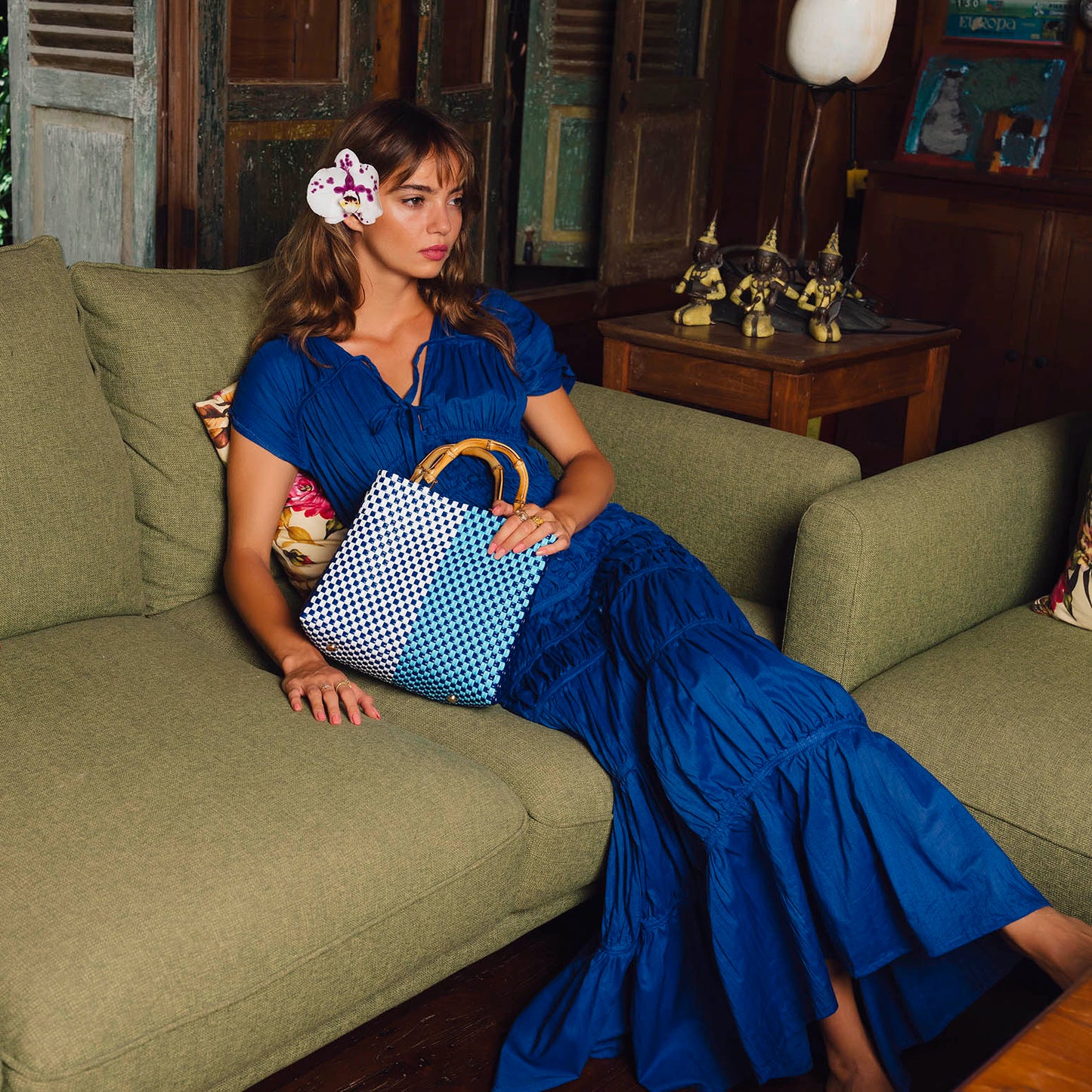 The Srikandi Ruffle Maxi Dress in Royal Blue