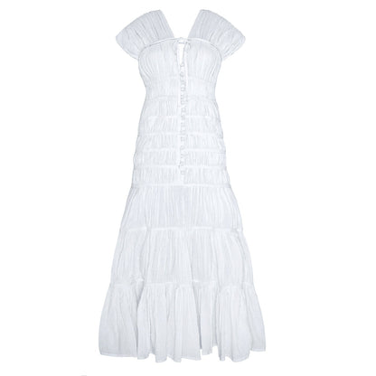 The Srikandi Ruffle Maxi Dress in White