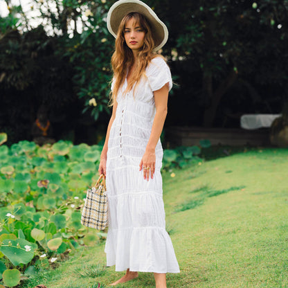 The Srikandi Ruffle Maxi Dress in White