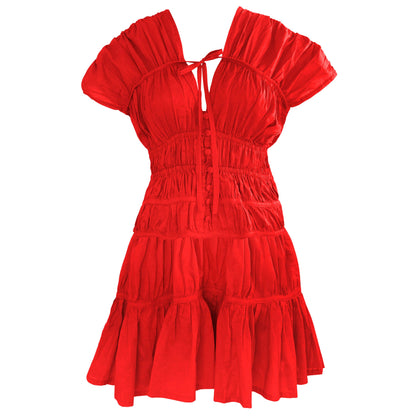 The Srikandi Ruffle Dress in Scarlet Red