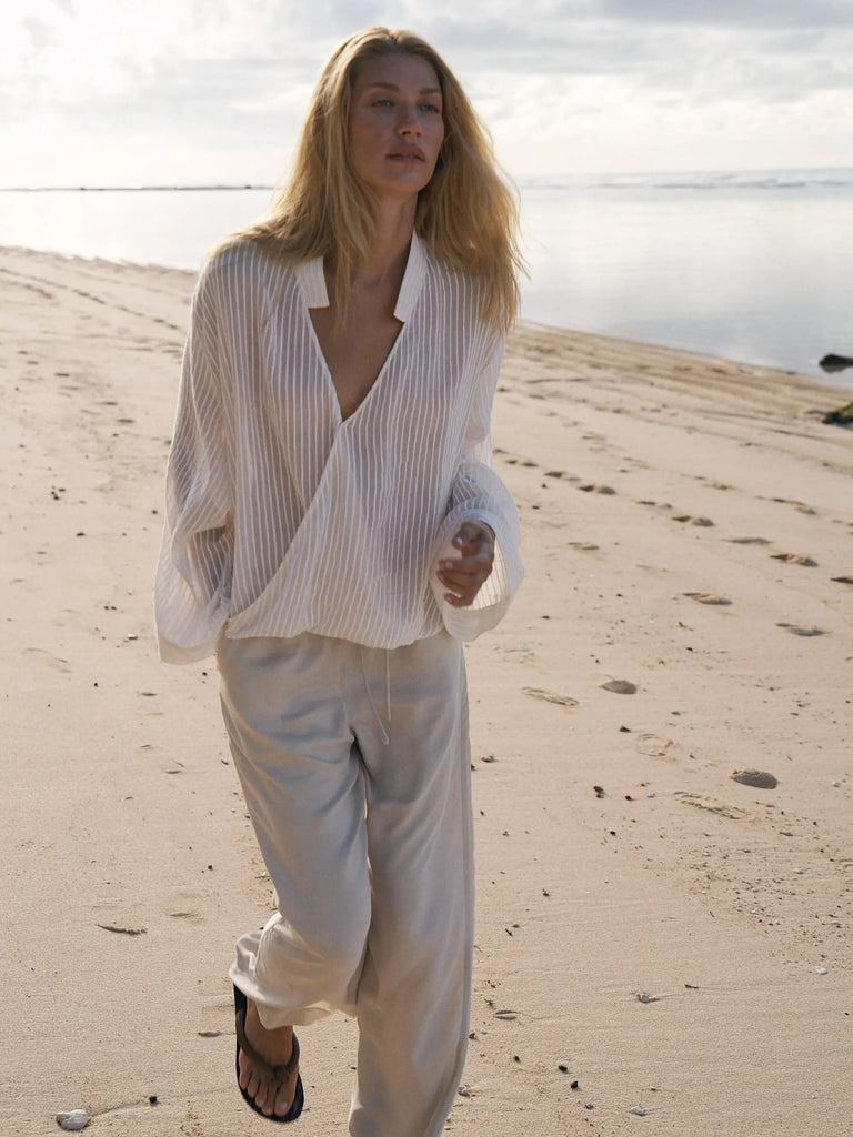 Sade Top - White Stripes by The Handloom The Handloom