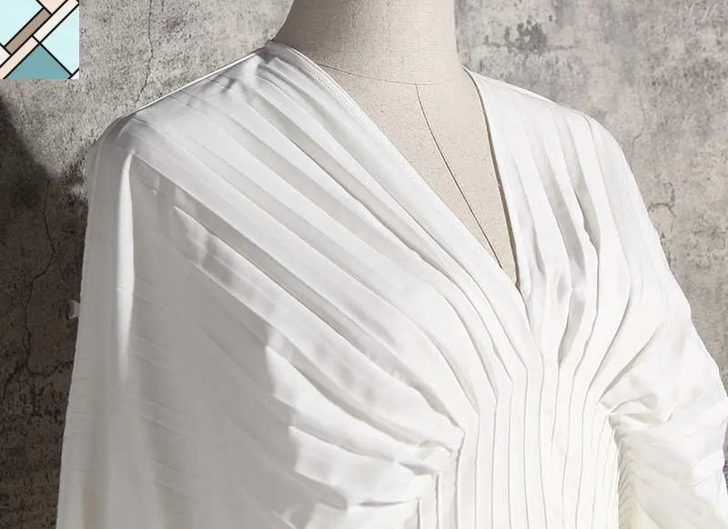 Sakiya Pleated Long Sleeve Shirt Dress - White by Marigold Shadows MARIGOLD SHADOWS