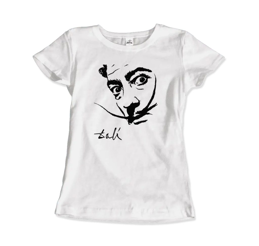 Salvador Dali Portrait Sketch Artwork T-Shirt by Art-O-Rama Shop ART-O-RAMA-SHOP