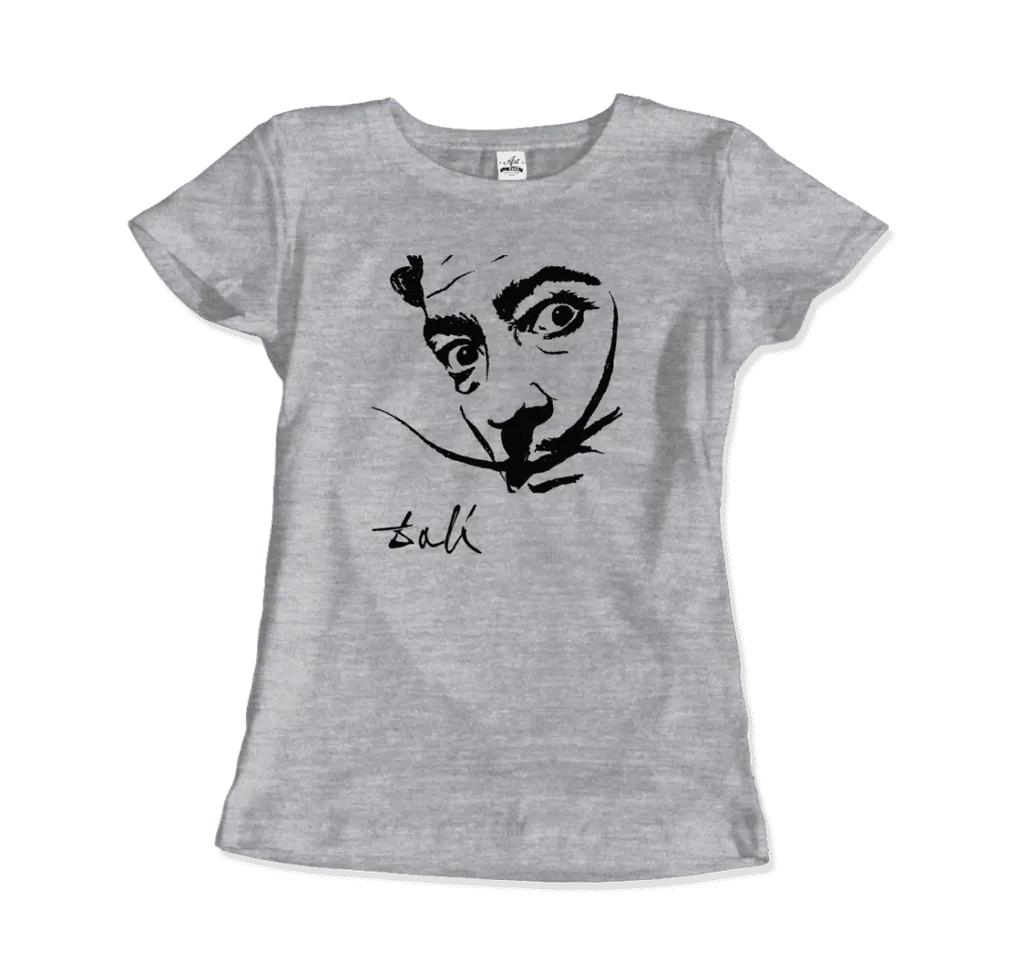 Salvador Dali Portrait Sketch Artwork T-Shirt by Art-O-Rama Shop ART-O-RAMA-SHOP