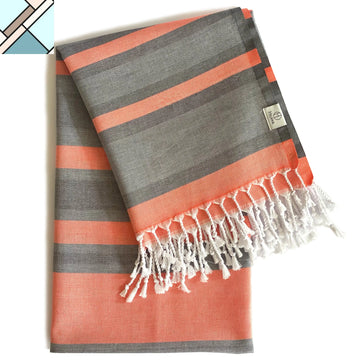 Samara Gray - Orange Turkish Towel by Eco Hilana HILANA UPCYCLED COTTON