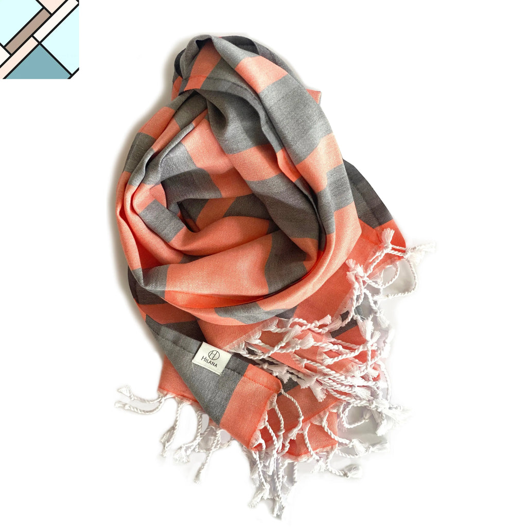 Samara Gray - Orange Turkish Towel by Eco Hilana HILANA UPCYCLED COTTON