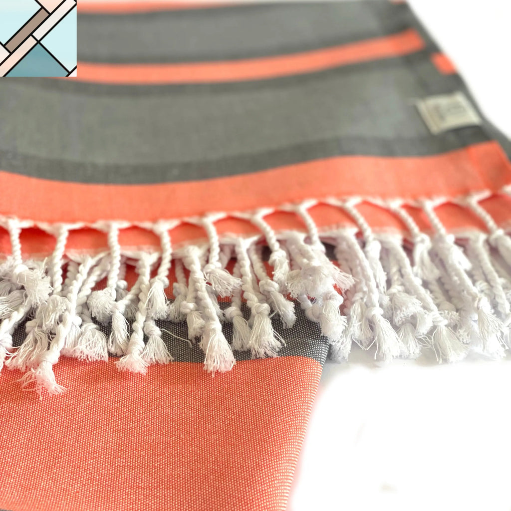 Samara Gray - Orange Turkish Towel by Eco Hilana HILANA UPCYCLED COTTON