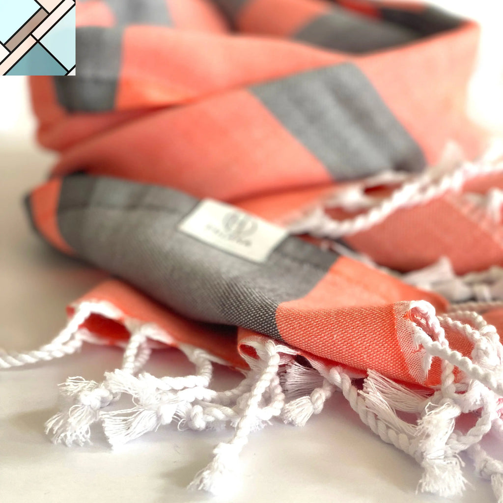 Samara Gray - Orange Turkish Towel by Eco Hilana HILANA UPCYCLED COTTON