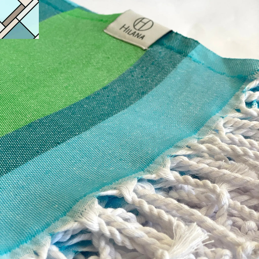 Samara Striped Sustainable Turkish Towel  Green by Eco Hilana HILANA UPCYCLED COTTON