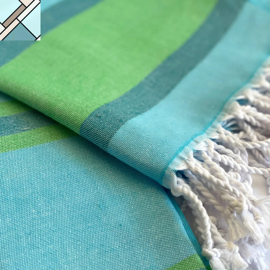 Samara Striped Sustainable Turkish Towel  Green by Eco Hilana HILANA UPCYCLED COTTON