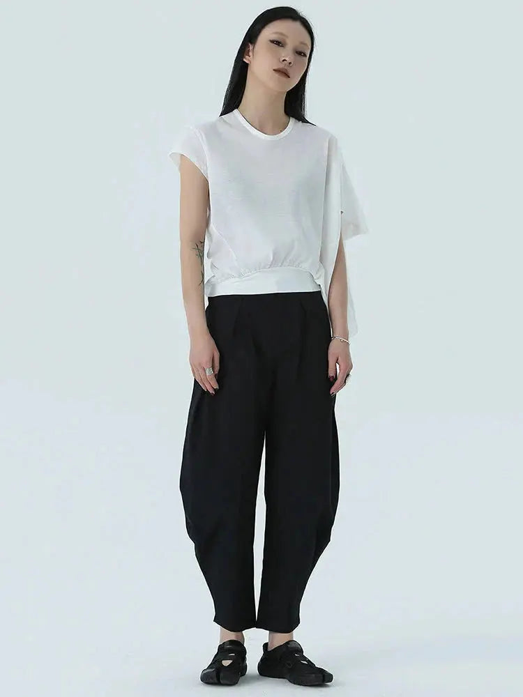 Sandee Asymmetrical Round Neck Shirt by Marigold Shadows Marigold Shadows