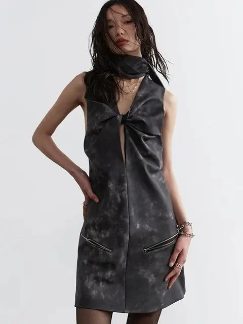 Sangee Vegan Leather Mini Dress by Marigold Shadows Marigold Shadows