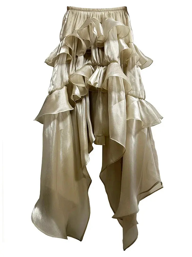 Saturn Ruffled Champagne Skirt by Marigold Shadows Marigold Shadows