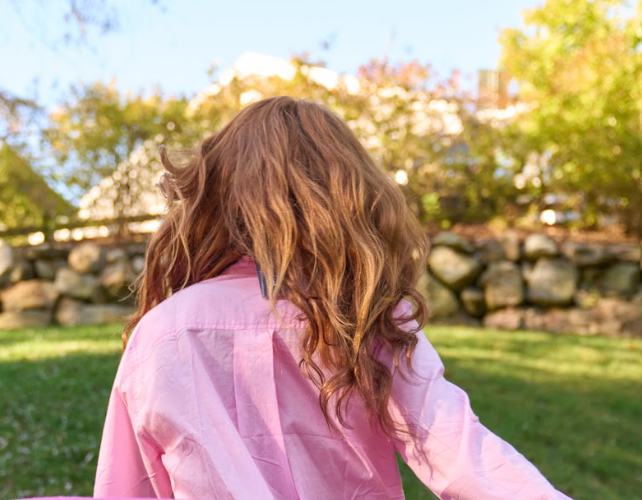 Good Girlfriend Shirt With Ruffle Trim Tickled Pink