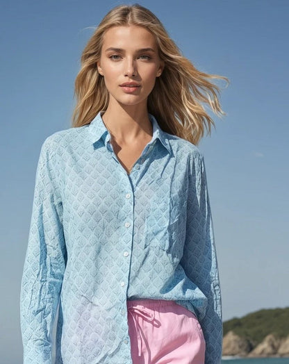 Good Boyfriend Shirt - Sunflower Overdye Robin's Egg Blue