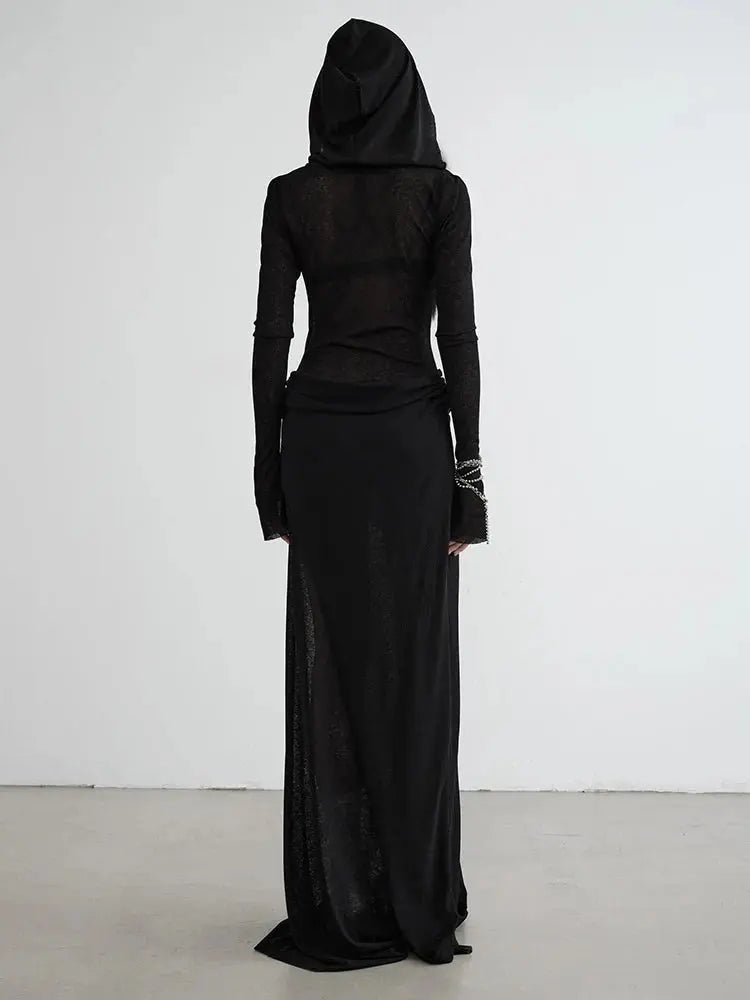 Sheerasay Long Sleeve Hooded Dress by Marigold Shadows Marigold Shadows