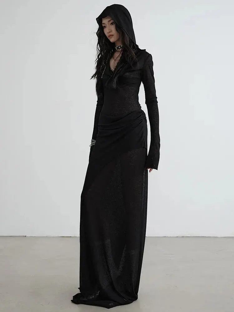 Sheerasay Long Sleeve Hooded Dress by Marigold Shadows Marigold Shadows