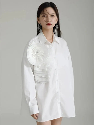Sheltey Ruffle Flower Blouse - White by Marigold Shadows Marigold Shadows