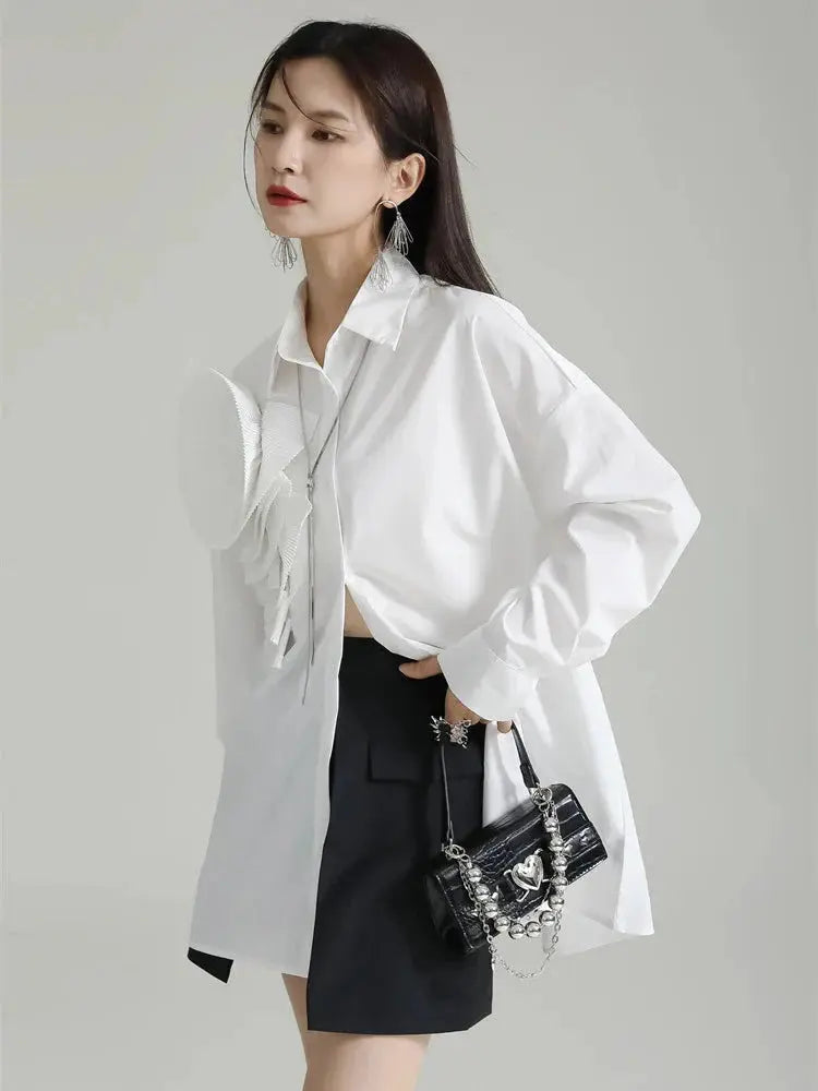 Sheltey Ruffle Flower Blouse - White by Marigold Shadows Marigold Shadows