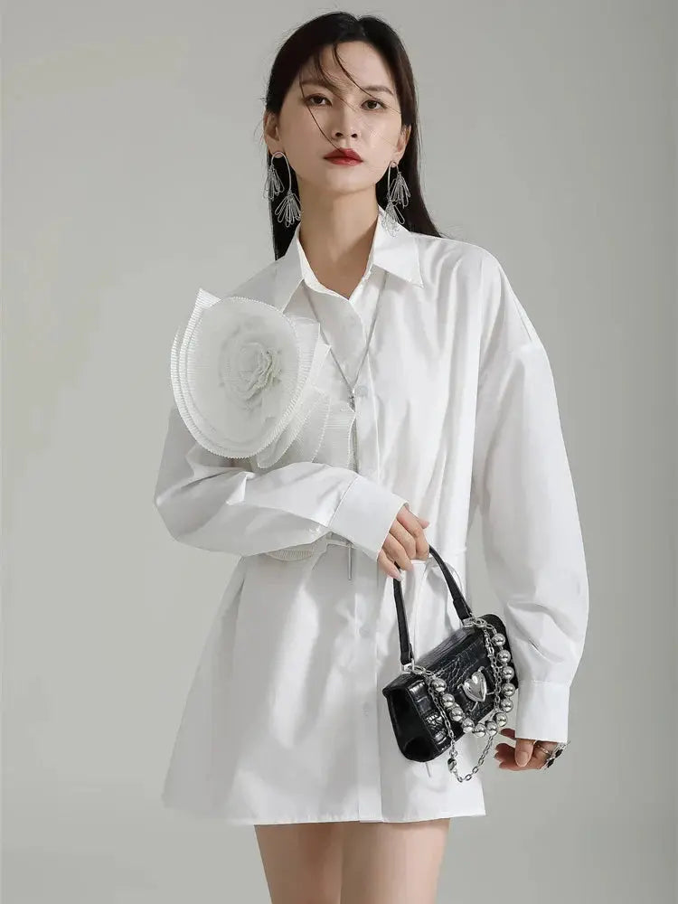 Sheltey Ruffle Flower Blouse - White by Marigold Shadows Marigold Shadows