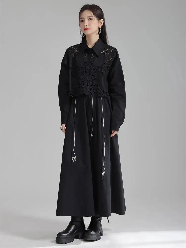 Sherrm Doiley Crop Button Up - Black by Marigold Shadows Marigold Shadows