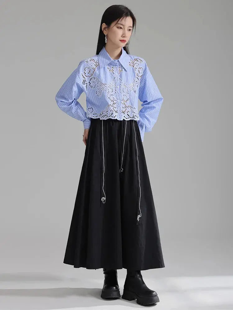 Sherrm Doiley Crop Button Up - Blue by Marigold Shadows Marigold Shadows