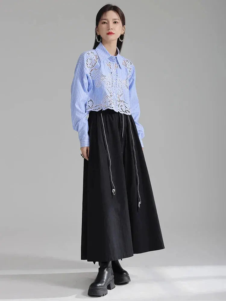 Sherrm Doiley Crop Button Up - Blue by Marigold Shadows Marigold Shadows