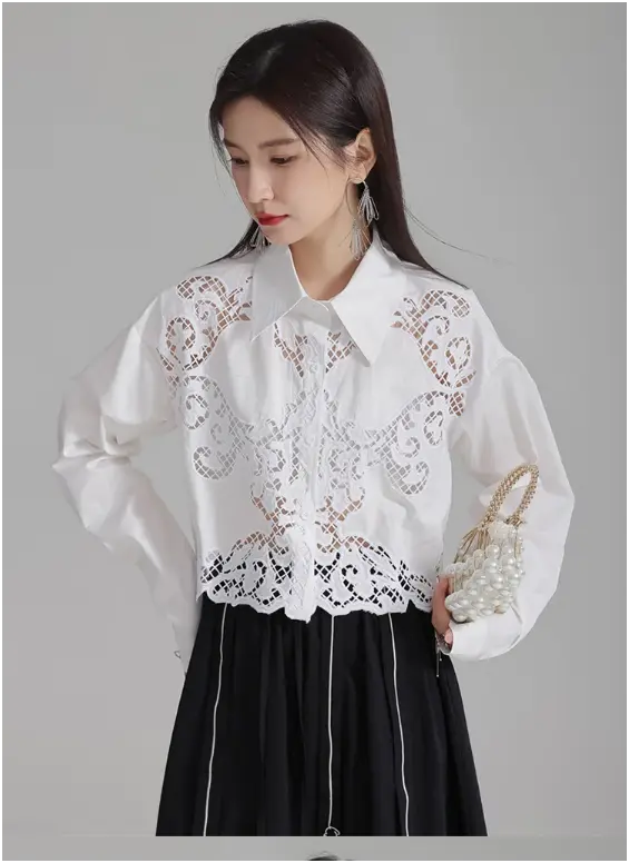 Sherrm Doiley Crop Button Up - White by Marigold Shadows Marigold Shadows