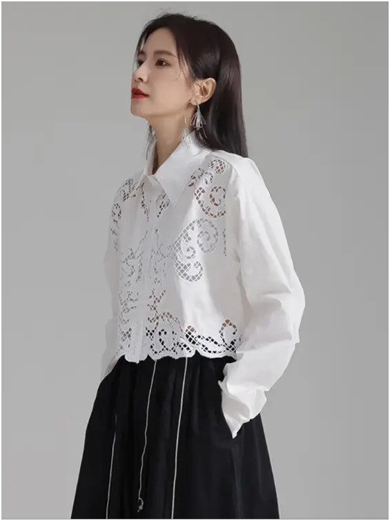 Sherrm Doiley Crop Button Up - White by Marigold Shadows Marigold Shadows