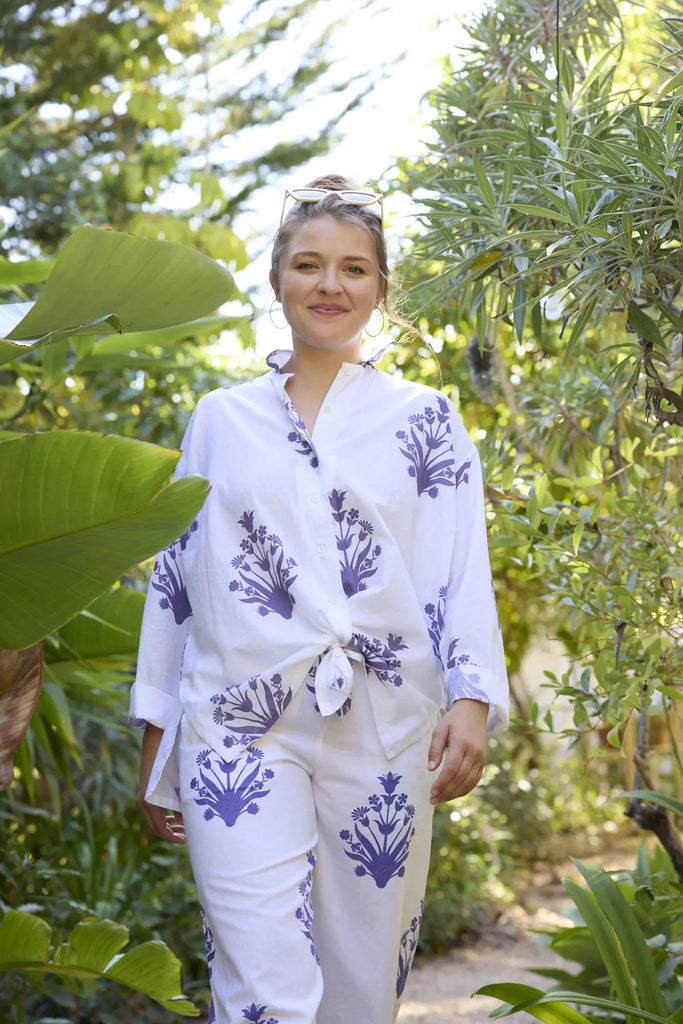 Shore Pant - Cameo Floral Coastal Purple by And For Good And For Good